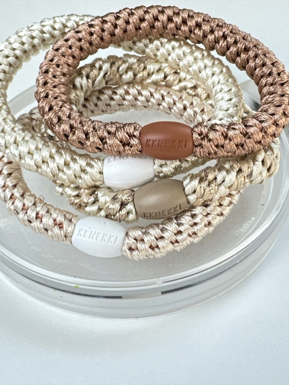 NWT KKNEKKI Authentic Original 4-Bundle Hair Ties Elastics in Warm Neutrals